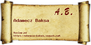 Adamecz Baksa névjegykártya
